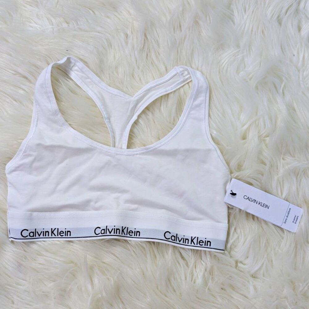 Calvin Klein Modern Medium Cotton Womens Wireless Racerback Logo Band Bralette